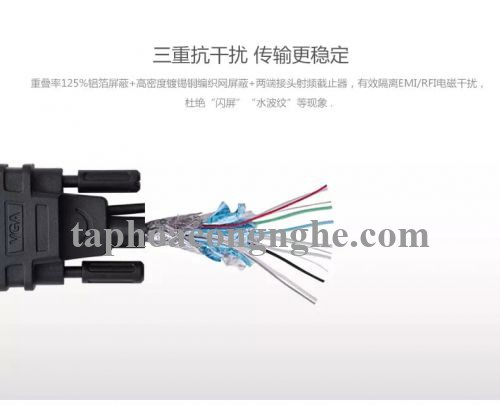 Ugreen 11628 5M màu Đen Cáp tín hiệu VGA hỗ trợ Audio 3.5mm VG102 30011628